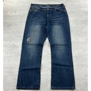 Vintage Y2K Departed Jeans Size 38x32‎ Blue Bootcut Dark Wash Denim Baggy Skater
